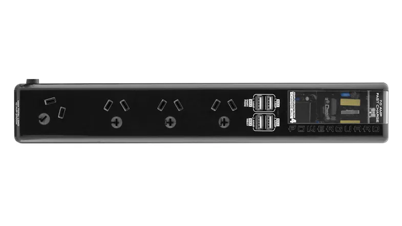 Powerguard Charge All 4 (4x AC Outlet 4x USB) - Black Powerguard Charge All 4 (4x AC Outlet 4x USB) - Black
