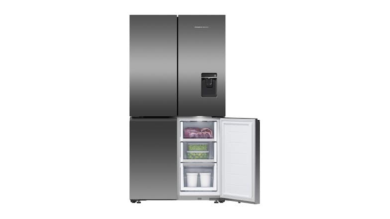 Fisher & Paykel 538L Quad Door Fridge Freezer with Ice & Water Dispenser - Black Stainless Steel (Series 7/RF605QNUVB1)