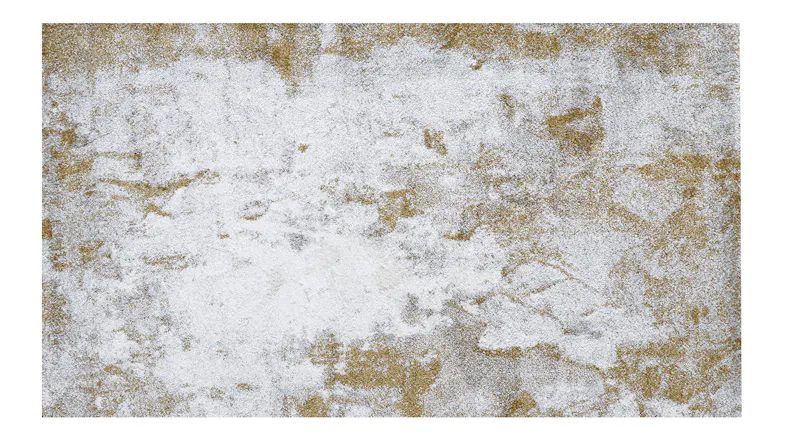 A flat-lay view of a distressed-style rug. A flat-lay view of a distressed-style rug.