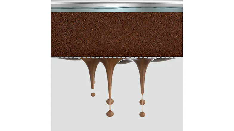 A cross-sectional view of espresso extraction. A cross-sectional view of espresso extraction.