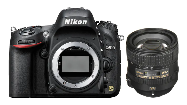 Nikon D610 Full-Frame DSLR with 24-85mm f/3.5-4.5G ED VR Lens Nikon D610 Full-Frame DSLR with 24-85mm f/3.5-4.5G ED VR Lens