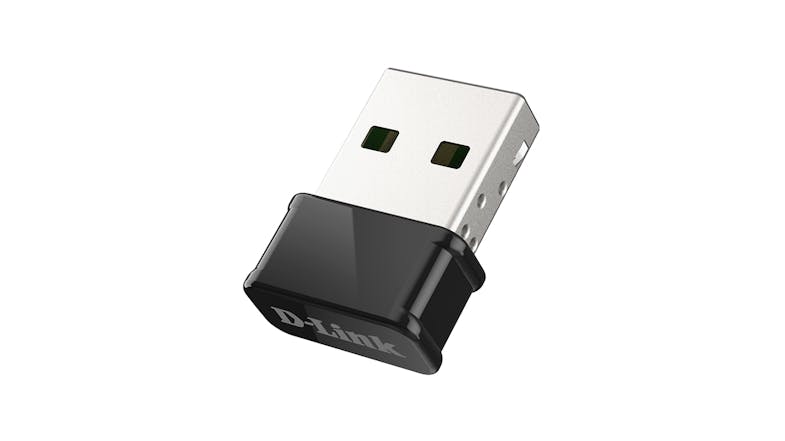 A black USB dongle is shown from a front angle. A black USB dongle is shown from a front angle.