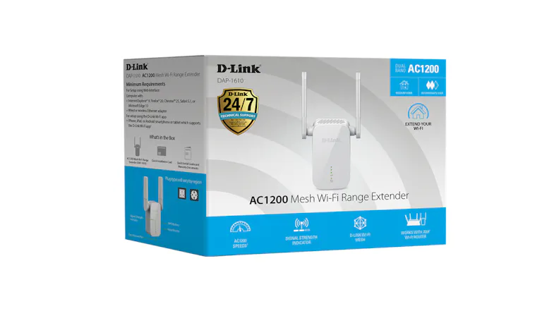 D-Link DAP-1610 AC1200 Mesh Wi-Fi Range Extender D-Link DAP-1610 AC1200 Mesh Wi-Fi Range Extender