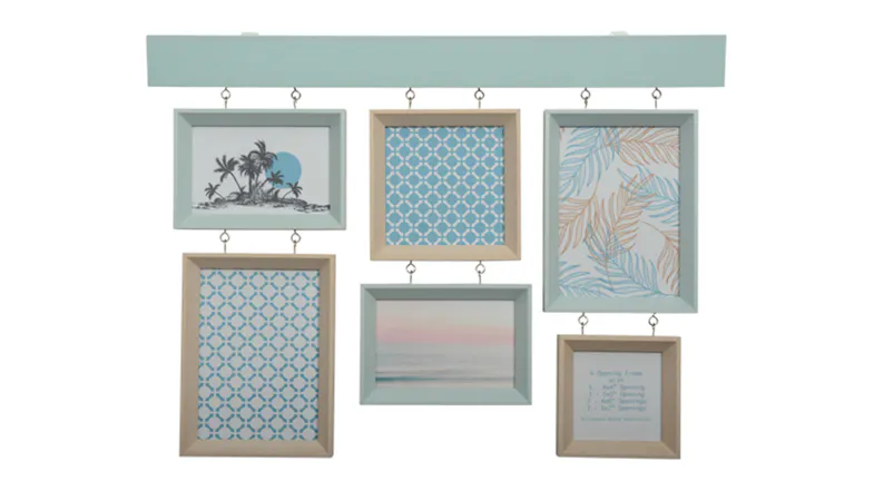 UR1 Lula 6 Opening Wall Hanging Photo Frame - Oak/Blue UR1 Lula 6 Opening Wall Hanging Photo Frame - Oak/Blue