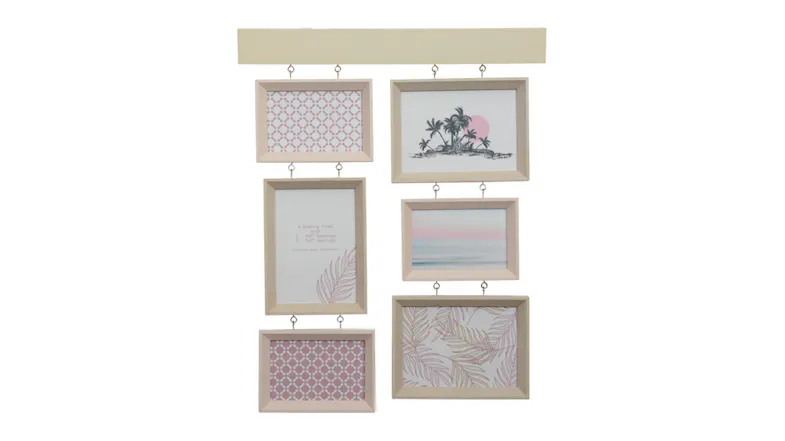 UR1 Lula 6 Opening Wall Hanging Photo Frame - Oak/Pink UR1 Lula 6 Opening Wall Hanging Photo Frame - Oak/Pink