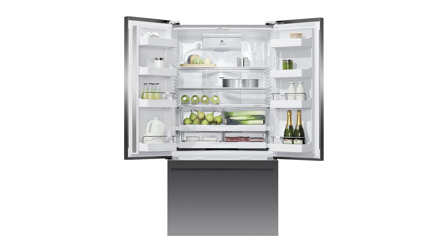 Fisher & Paykel 569L French Door Fridge Freezer with Ice & Water Dispenser - Black Stainless Steel (RF610ADUB5)
