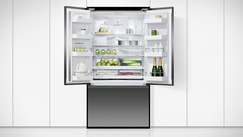 Fisher & Paykel 569L French Door Fridge Freezer with Ice & Water Dispenser - Black Stainless Steel (Series 7/RF610ANUB5)