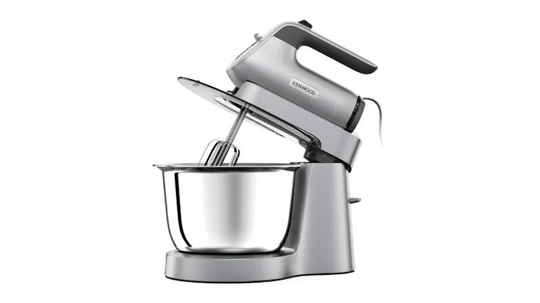 Kenwood Chefette Combi mixer with the head tilted up, showing the beaters positioned above the bowl Kenwood Chefette Combi mixer with the head tilted up, showing the beaters positioned above the bowl