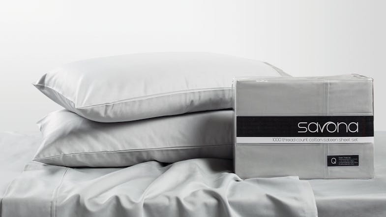 1000TC 100% Cotton White Sateen Sheet Set by Savona 1000TC 100% Cotton White Sateen Sheet Set by Savona