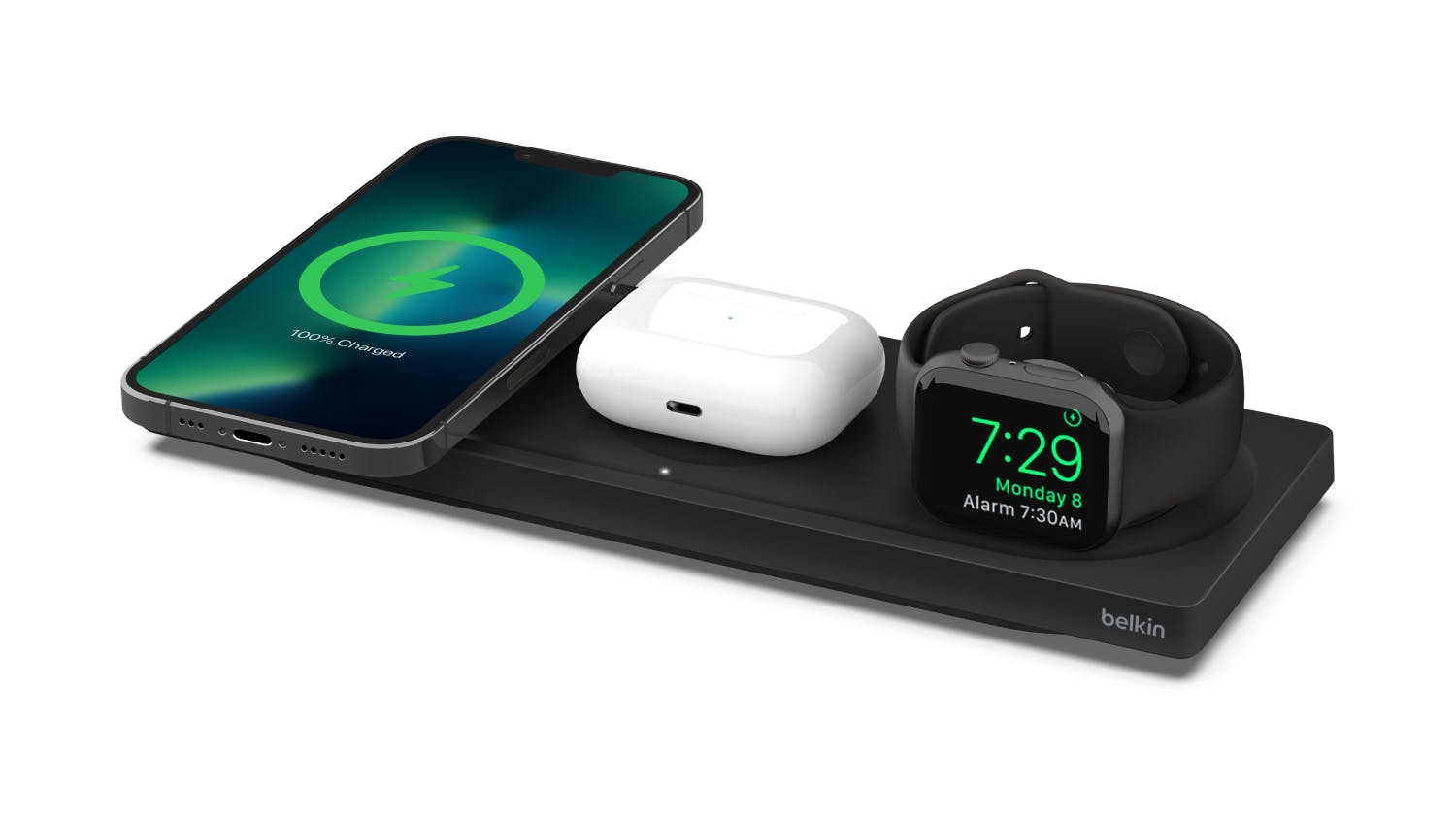 Belkin Boost Up Charge Pro 15W 3-in-1 Wireless Charging Pad with MagSafe - Black