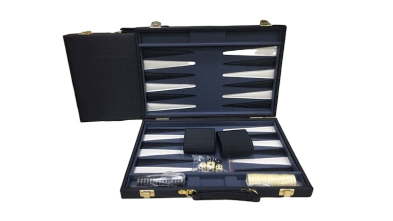 Puzzle & Game 18" Black Strip Textured Backgammon Set Puzzle & Game 18" Black Strip Textured Backgammon Set