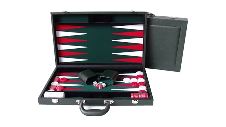 Dal Rossi 15" Backgammon Set - PU Leather Green Dal Rossi 15" Backgammon Set - PU Leather Green