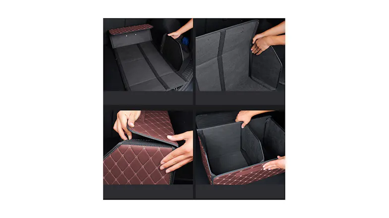 Soga Leather Car Boot Storage Box Small - Coffee/Gold Soga Leather Car Boot Storage Box Small - Coffee/Gold