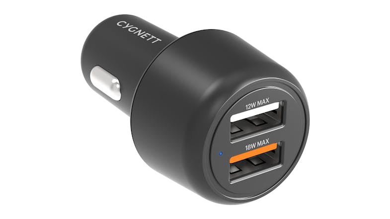 Cygnett 30W Dual Port Car Charger with 12W USB-A + 18W QC 3.0 Cygnett 30W Dual Port Car Charger with 12W USB-A + 18W QC 3.0