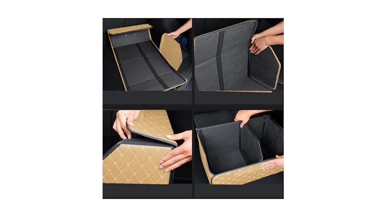 Soga Car Boot Storage Box Medium - Beige/Gold Soga Car Boot Storage Box Medium - Beige/Gold
