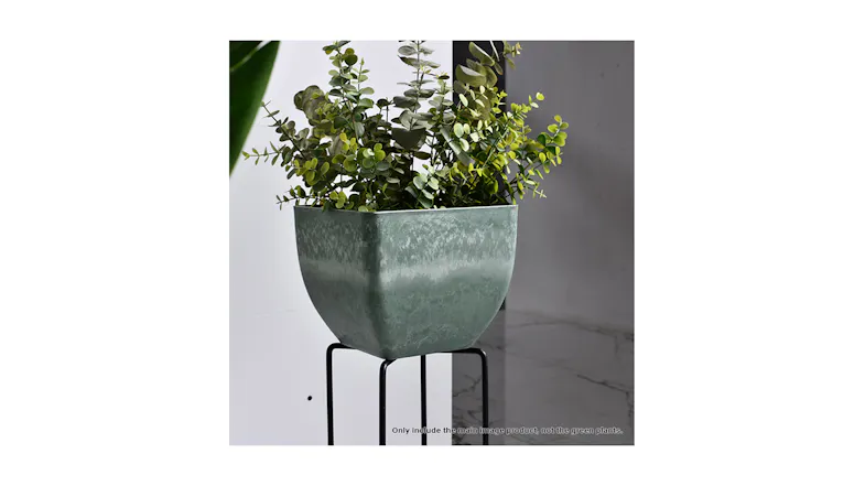 Soga 27cm Square Resin Planter - Green/Grey Soga 27cm Square Resin Planter - Green/Grey