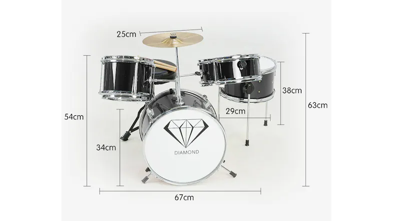 Karrera Childrens 4 Piece Drum Kit - Black Karrera Childrens 4 Piece Drum Kit - Black