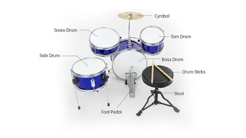 Karrera Childrens 4 Piece Drum Kit - Blue Karrera Childrens 4 Piece Drum Kit - Blue