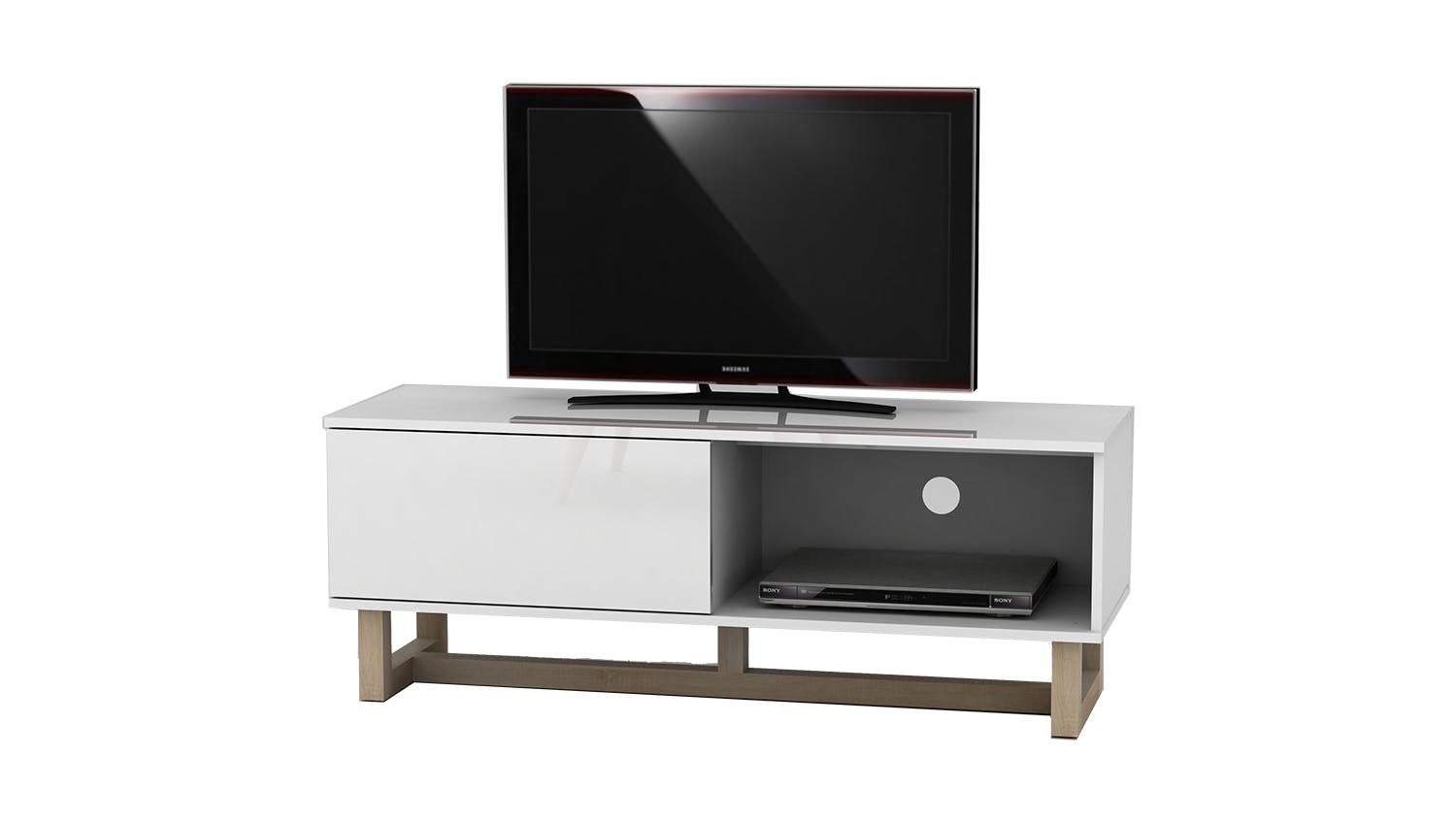 AVS 1200mm Raze Modular TV/AV Cabinet - White Gloss/Oak Leg