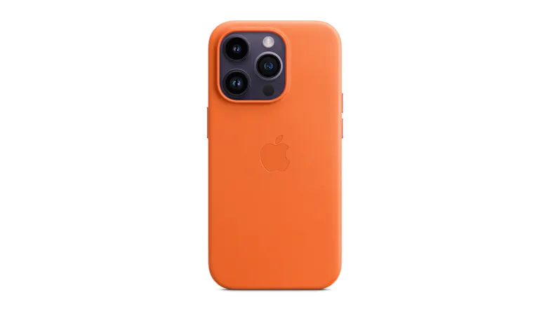 Apple Leather Case with MagSafe for iPhone 14 Pro - Orange Apple Leather Case with MagSafe for iPhone 14 Pro - Orange