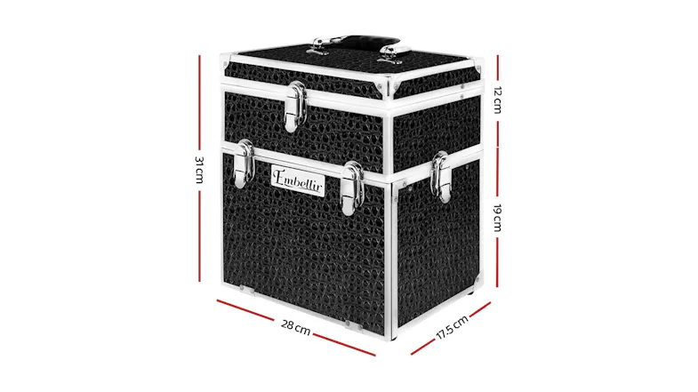 Embellir Portable Makeup Case with Mirror - Croc Black Embellir Portable Makeup Case with Mirror - Croc Black