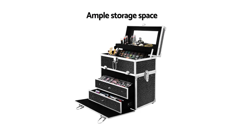 Embellir Portable Makeup Case with Mirror - Croc Black Embellir Portable Makeup Case with Mirror - Croc Black