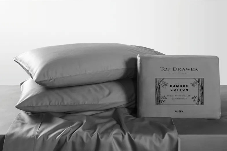 350TC Bamboo Cotton Charcoal Sheet Set by Top Drawer - 45cm drop 350TC Bamboo Cotton Charcoal Sheet Set by Top Drawer - 45cm drop