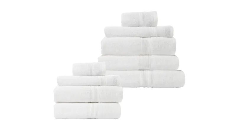 Royal Comfort Cotton Bamboo Towel Set 9 Piece - White Royal Comfort Cotton Bamboo Towel Set 9 Piece - White