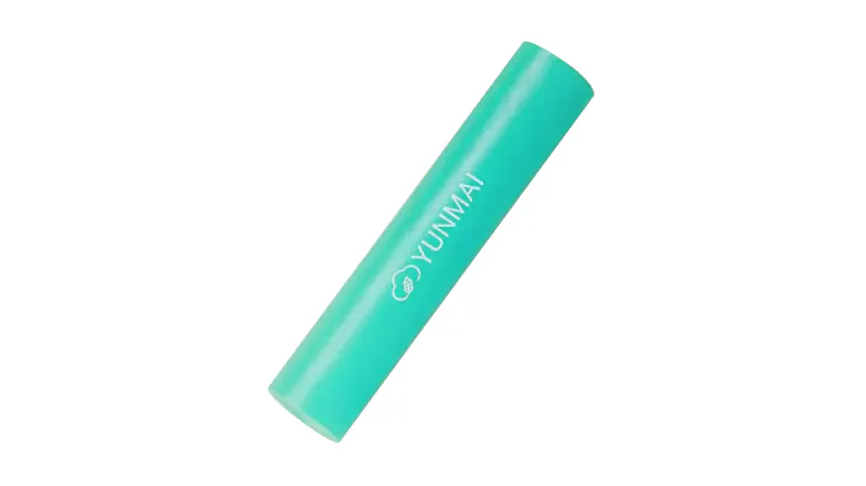 Rolled green YUNMAI yoga mat with the YUNMAI logo displayed Rolled green YUNMAI yoga mat with the YUNMAI logo displayed