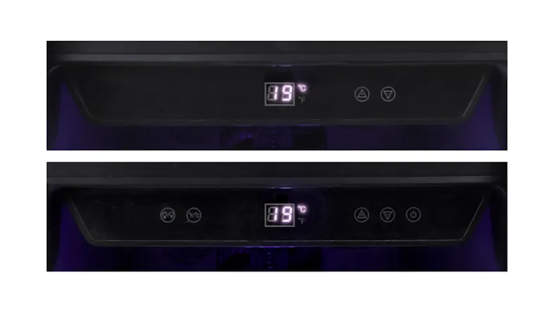 Close-up of Husky Riserva digital control panels showing temperature displays and touch-button interfaces Close-up of Husky Riserva digital control panels showing temperature displays and touch-button interfaces