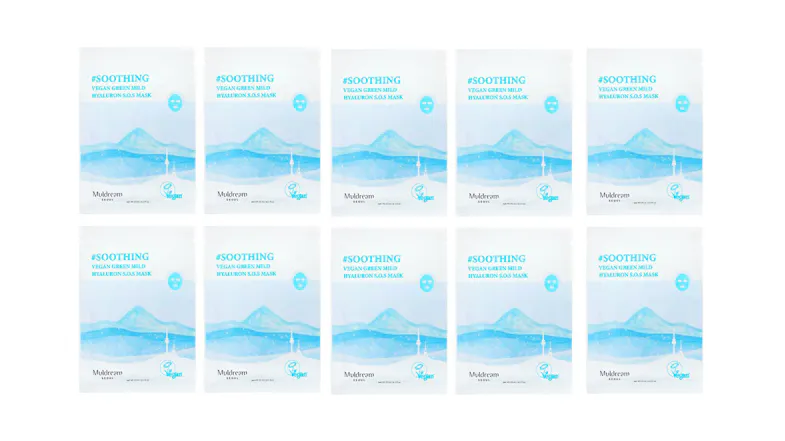 Muldream Vegan Green Mild Hyaluron S.O.S Mask - 10pcs Muldream Vegan Green Mild Hyaluron S.O.S Mask - 10pcs
