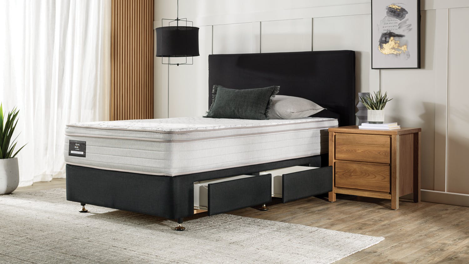 Conforma Classic II Medium King Single Mattress with Designer Black Drawer Bed Base