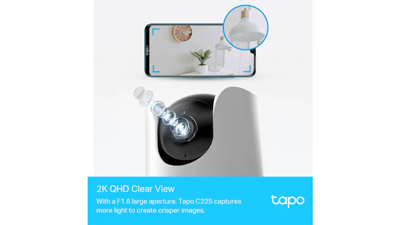 TP-Link Tapo C225 2K QHD Indoor Wired Pan & Tilt Security Camera with Wi-Fi Connectivity & Smart AI Detection TP-Link Tapo C225 2K QHD Indoor Wired Pan & Tilt Security Camera with Wi-Fi Connectivity & Smart AI Detection