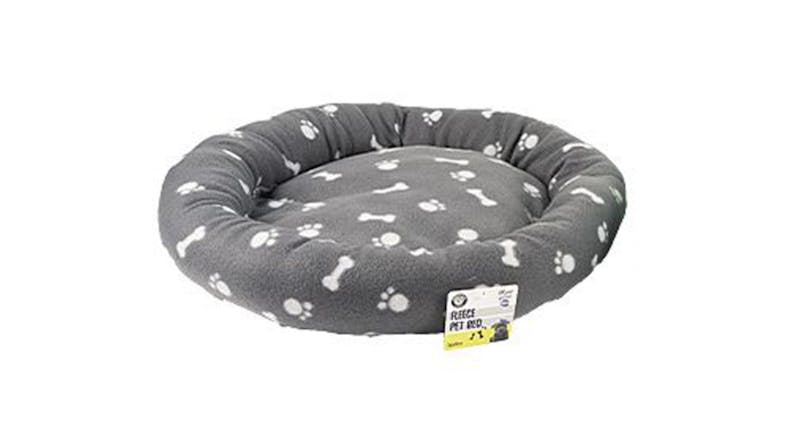 Round Fleece Pet Bed - 56cm Grray/White Round Fleece Pet Bed - 56cm Grray/White