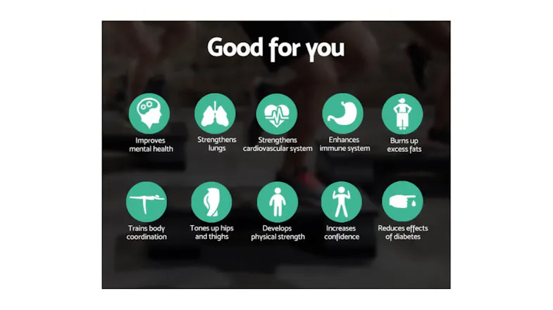 An infographic titled “Good for You,” featuring ten teal health benefit icons with descriptive text labels An infographic titled “Good for You,” featuring ten teal health benefit icons with descriptive text labels