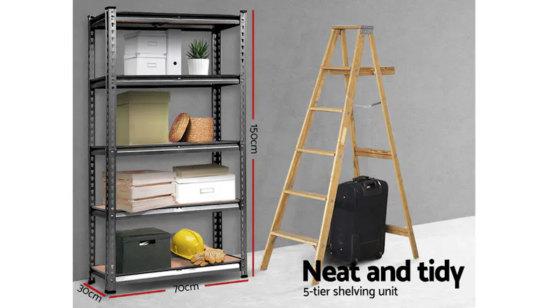 Giantz 5 Tier Steel Warehouse Shelving 70 x 30 x 150cm - Grey Giantz 5 Tier Steel Warehouse Shelving 70 x 30 x 150cm - Grey