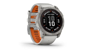 Garmin Fenix 7X Pro Smartwatch - Titanium with Fog Grey/Ember Orange Band (51mm Case, Bluetooth, GPS, Sapphire Solar Edition)