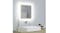Mirror mounted above a sink, emitting a bright white backlit glow Mirror mounted above a sink, emitting a bright white backlit glow