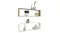Two floating shelves decorated with plants, books, a clock, and vases Two floating shelves decorated with plants, books, a clock, and vases