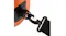 Close-up of the heavy-duty black swivel snap hook attached to the orange dry bag D-ring Close-up of the heavy-duty black swivel snap hook attached to the orange dry bag D-ring