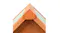 A close-up view of a roof ridge showing reinforced timber joints and screw fittings A close-up view of a roof ridge showing reinforced timber joints and screw fittings