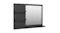 Angled view of a bathroom mirror with integrated shelves, modern wall-mounted design, and a wide reflective surface Angled view of a bathroom mirror with integrated shelves, modern wall-mounted design, and a wide reflective surface