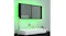 Bathroom interior view of the mirror cabinet with a neon green backlight Bathroom interior view of the mirror cabinet with a neon green backlight