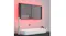 Bathroom scene featuring the mirror cabinet with a vibrant pink backlight Bathroom scene featuring the mirror cabinet with a vibrant pink backlight