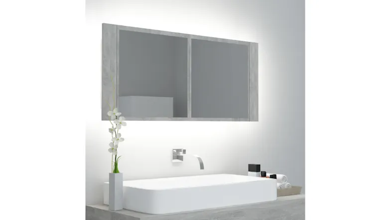 Mirror cabinet mounted above a sink, emitting a bright white backlit glow Mirror cabinet mounted above a sink, emitting a bright white backlit glow
