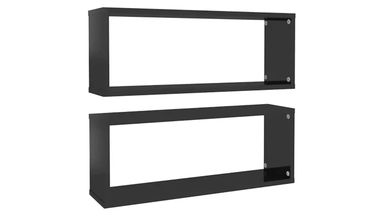 NNEVL Wall Shelves Floating Rectangle 2pcs. 60 x 15 x 33cm - Gloss Black NNEVL Wall Shelves Floating Rectangle 2pcs. 60 x 15 x 33cm - Gloss Black
