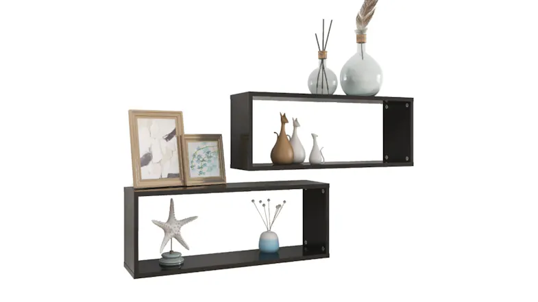 NNEVL floating wall shelf styled with books and a decorative vase NNEVL floating wall shelf styled with books and a decorative vase