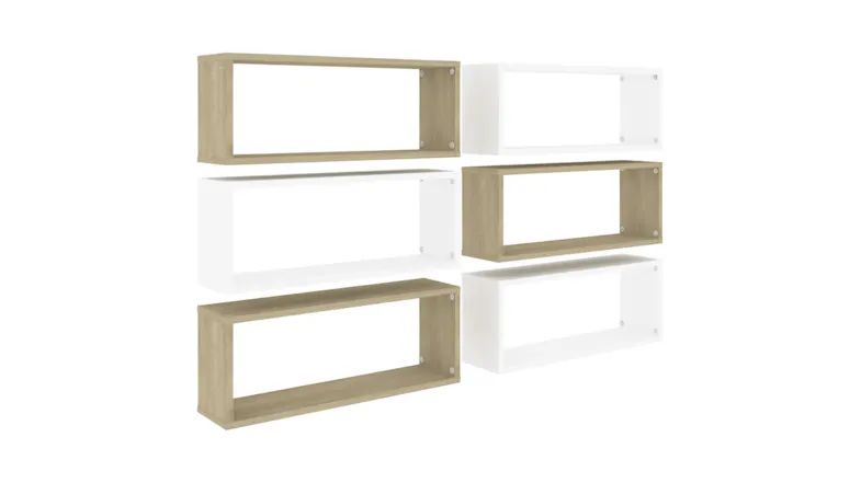NNEVL Wall Shelves Floating Rectangle 6pcs. 60 x 15 x 33cm - Sonoma Oak/White NNEVL Wall Shelves Floating Rectangle 6pcs. 60 x 15 x 33cm - Sonoma Oak/White