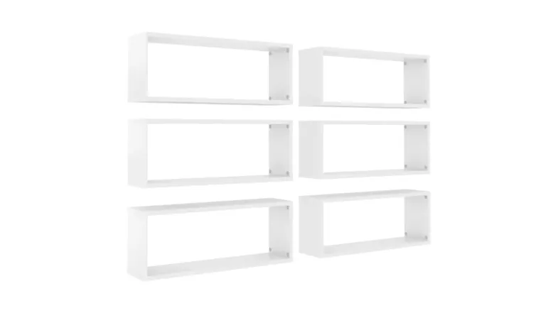 NNEVL Wall Shelves Floating Rectangle 6pcs. 60 x 15 x 33cm - Gloss White NNEVL Wall Shelves Floating Rectangle 6pcs. 60 x 15 x 33cm - Gloss White