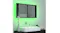 Bathroom interior view of the mirror cabinet with a neon green backlight Bathroom interior view of the mirror cabinet with a neon green backlight